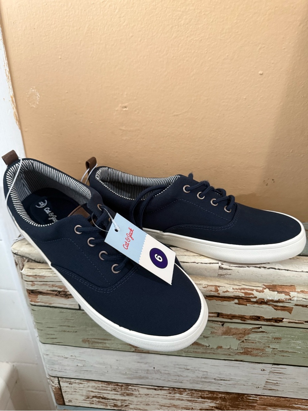 Cat & Jack Navy Canvas Men's Lace-Up Sneakers with White Soles